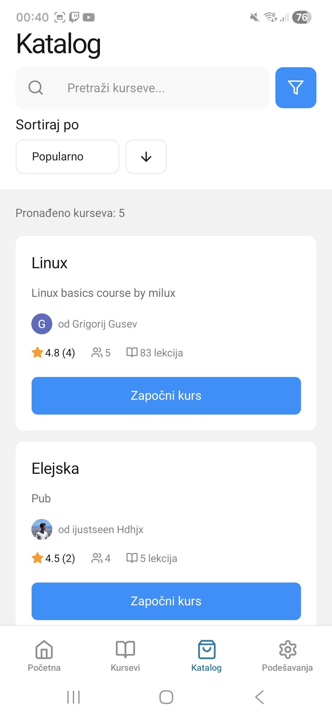 Lesson detail screen